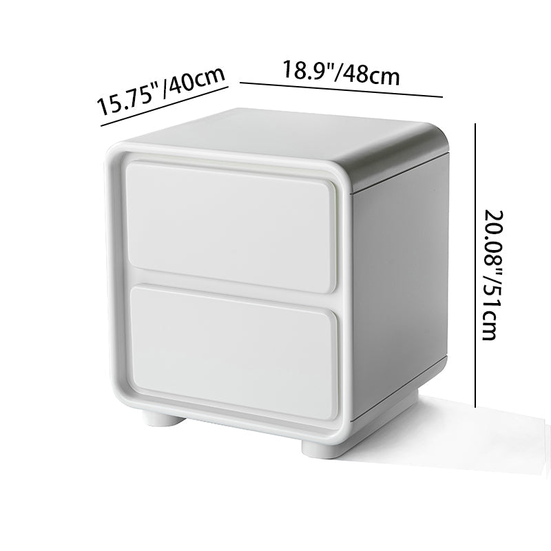 Modern Minimalist Rectangular Nightstand With 2 Drawers E1 Eco-Friendly MDF Smooth Slides Rounded Corners For Bedroom Storage Lumendat