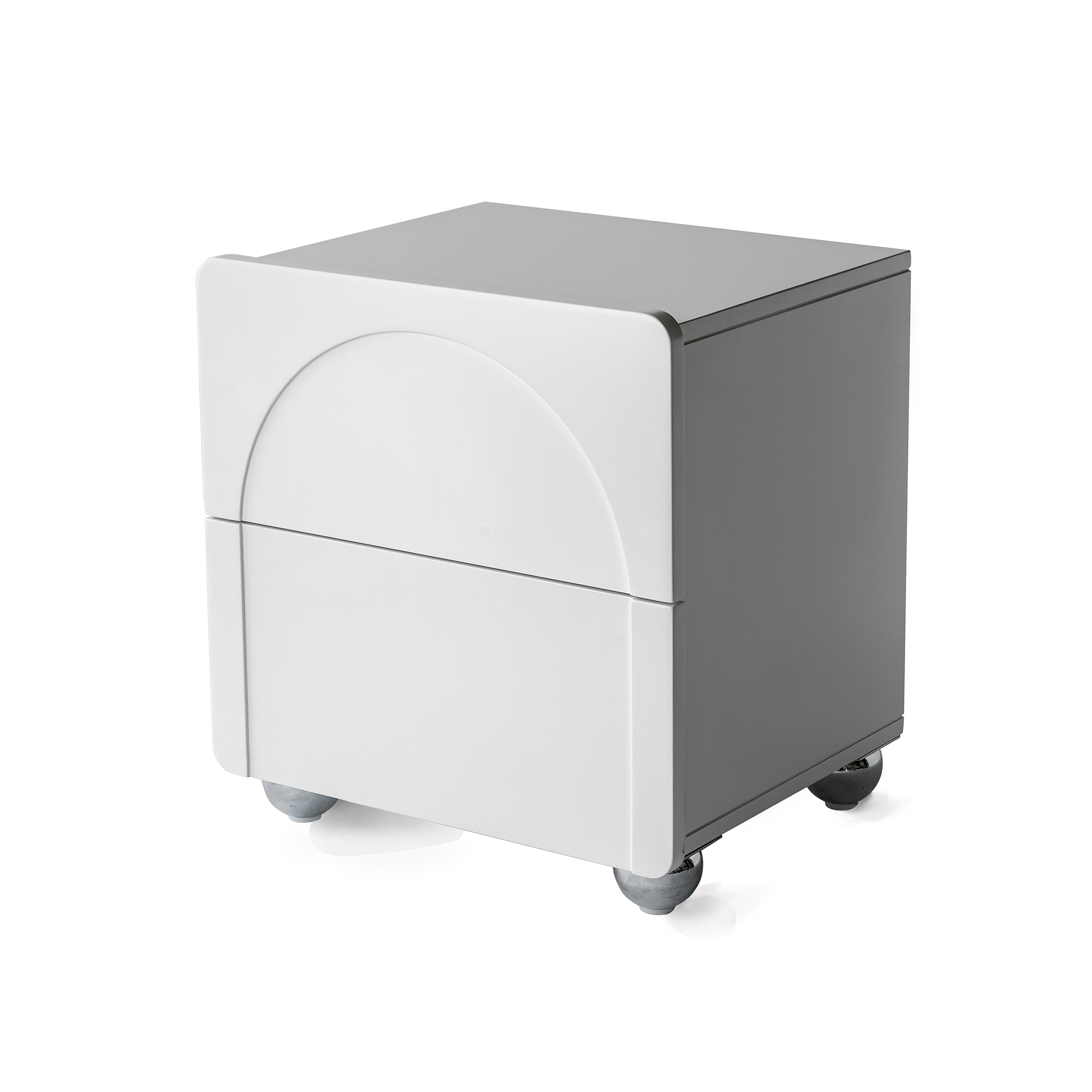 Modern Minimalist Rectangular Nightstand With 2 Drawers E1 Eco-Friendly MDF Rounded Corners & Plastic Base For Bedroom Lumendat