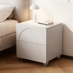 Modern Minimalist Rectangular Nightstand With 2 Drawers E1 Eco-Friendly MDF Rounded Corners & Plastic Base For Bedroom Lumendat