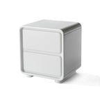 Modern Minimalist Rectangular Nightstand With 2 Drawers E1 Eco-Friendly MDF Smooth Slides Rounded Corners For Bedroom Storage Lumendat