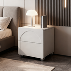 Modern Minimalist Rectangular Nightstand With 2 Drawers E1 Eco-Friendly MDF Rounded Corners & Plastic Base For Bedroom Lumendat