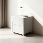 Modern Minimalist Rectangular Nightstand With 2 Drawers E1 Eco-Friendly MDF Rounded Corners & Plastic Base For Bedroom Lumendat