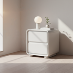 Modern Minimalist Rectangular Nightstand With 2 Drawers E1 Eco-Friendly MDF Smooth Slides Rounded Corners For Bedroom Storage Lumendat