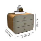 Modern Minimalist E1 MDF Frame Walnut Veneer Nightstand With 3 Drawers Soft Round Edge Bedside Table Lumendat