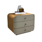 Modern Minimalist E1 MDF Frame Walnut Veneer Nightstand With 3 Drawers Soft Round Edge Bedside Table Lumendat