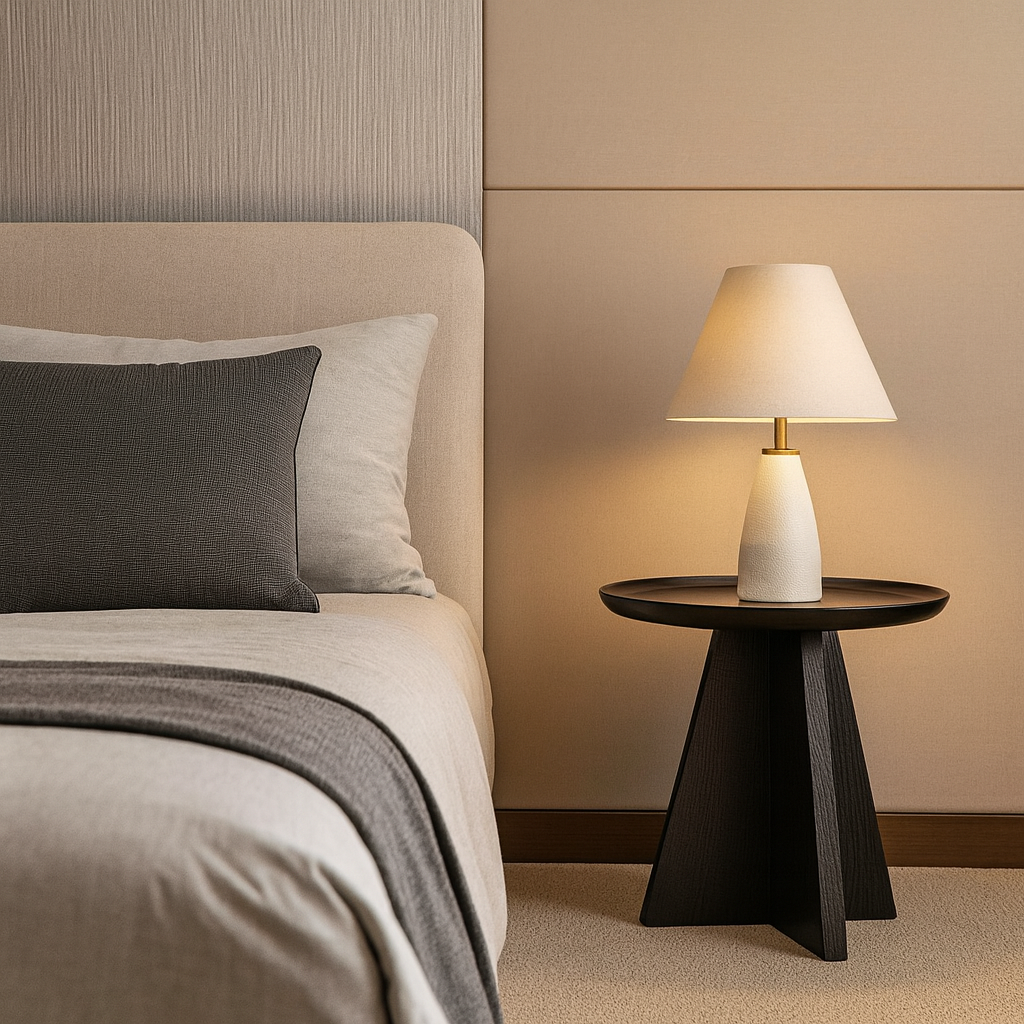 Modern Minimalist Round Side Table With Raised Edge - Plywood & E1 MDF For Living Room & Bedroom Lumendat