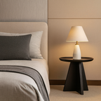 Modern Minimalist Round Side Table With Raised Edge - Plywood & E1 MDF For Living Room & Bedroom Lumendat