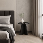 Modern Minimalist Round Side Table With Raised Edge - Plywood & E1 MDF For Living Room & Bedroom Lumendat
