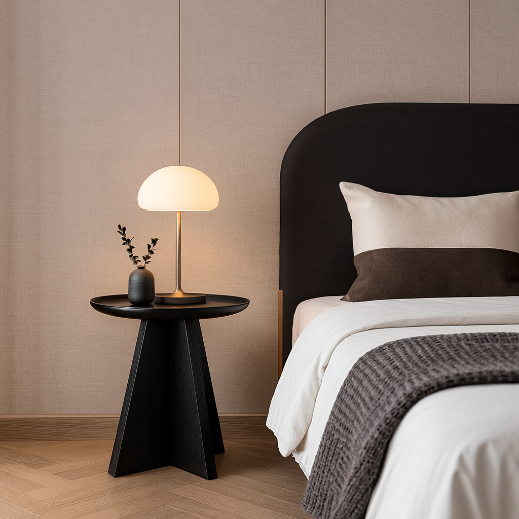 Modern Minimalist Round Side Table With Raised Edge - Plywood & E1 MDF For Living Room & Bedroom Lumendat