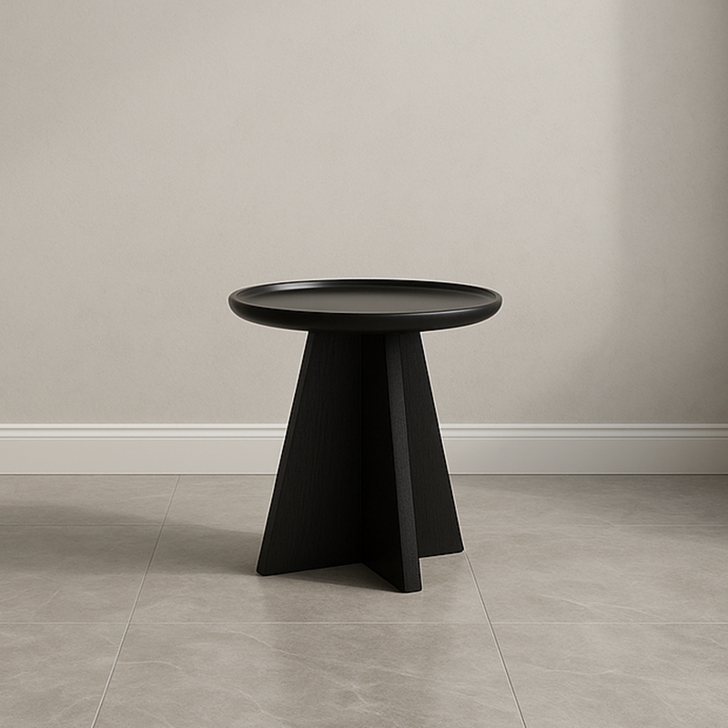 Modern Minimalist Round Side Table With Raised Edge - Plywood & E1 MDF For Living Room & Bedroom Lumendat