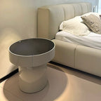 Modern Minimalist Round Plywood MDF Frame Nightstand With Drawer Storage for Bedroom Lumendat