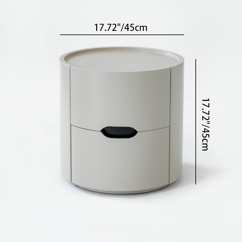 Modern Minimalist Cylinder Plywood & E1 MDF Nightstand With Double Storage Drawers And Protective Raised Rim For Bedroom Lumendat