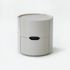 Modern Minimalist Cylinder Plywood & E1 MDF Nightstand With Double Storage Drawers And Protective Raised Rim For Bedroom Lumendat