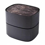Modern Luxury Oval Stone Slab Plywood Nightstand With Dual Drawers For Bedroom Lumendat