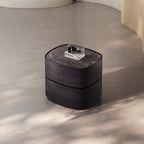 Modern Luxury Oval Stone Slab Plywood Nightstand With Dual Drawers For Bedroom Lumendat