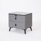 Modern Luxury Rectangular E1 MDF Nightstand With Sintered Stone Top & 2 Drawers For Bedroom Lumendat