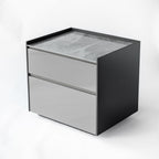 Modern Minimalist Plywood Nightstand With Sintered Stone Top - 2-Drawer Bedside Table For Bedroom Lumendat