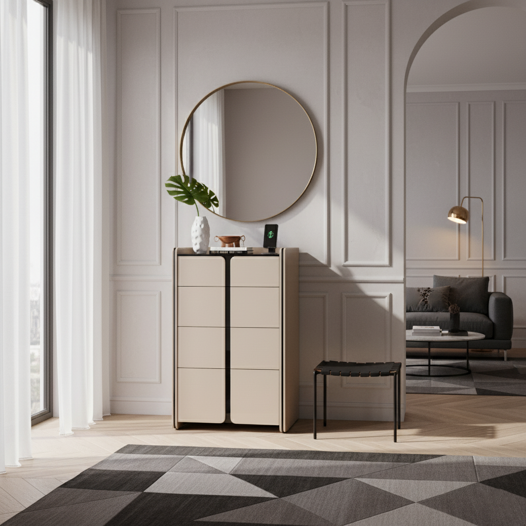 Modern Minimalist Storage Cabinet With Drawers - E1 Eco-friendly MDF Sideboard For Living Room & Bedroom Lumendat