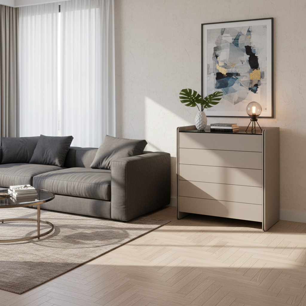 Modern Minimalist Storage Cabinet With Drawers - E1 Eco-friendly MDF Sideboard For Living Room & Bedroom Lumendat