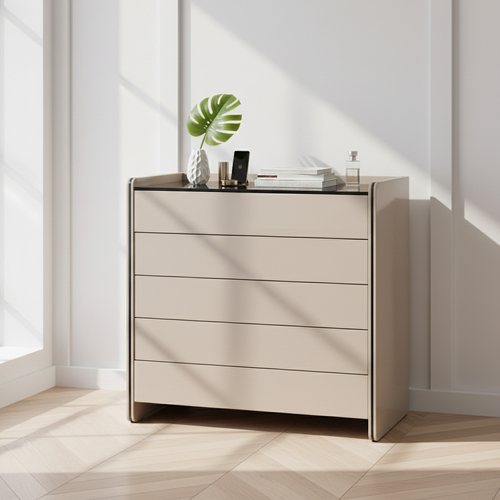 Modern Minimalist Storage Cabinet With Drawers - E1 Eco-friendly MDF Sideboard For Living Room & Bedroom Lumendat