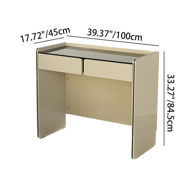 Modern Minimalist E1 MDF Rectangular Makeup Vanity With 2 Drawers & Raised Edge - Bedroom Storage Desk Lumendat