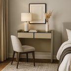 Modern Minimalist E1 MDF Rectangular Makeup Vanity With 2 Drawers & Raised Edge - Bedroom Storage Desk Lumendat