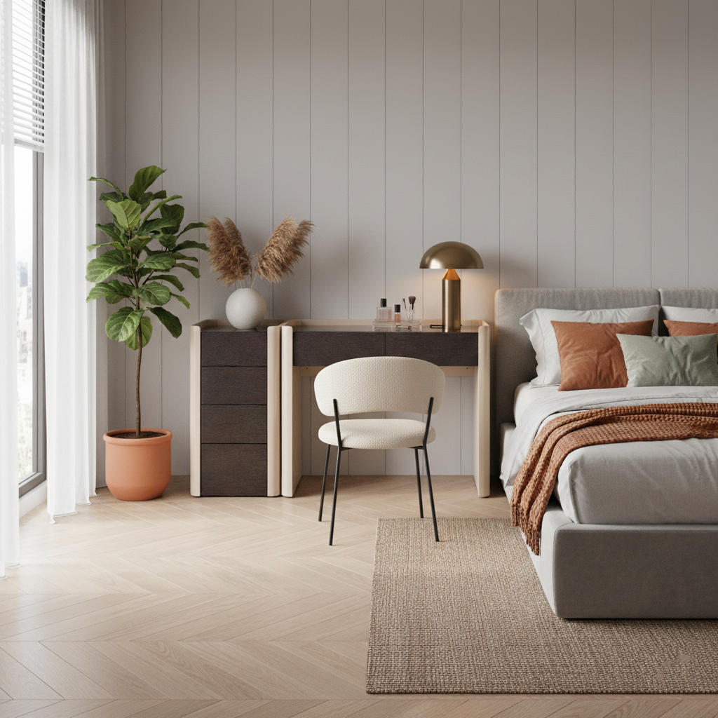 Modern Minimalist E1 MDF Rectangular Storage Cabinet With 4 Drawers - Durable Closed Storage For Bedroom & Living Room Lumendat