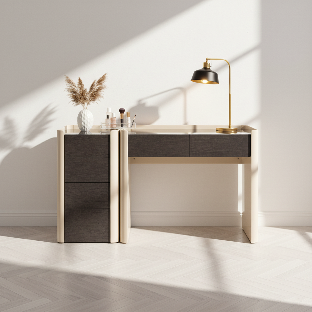 Modern Minimalist E1 MDF Rectangular Storage Cabinet With 4 Drawers - Durable Closed Storage For Bedroom & Living Room Lumendat
