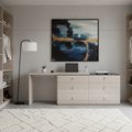 Modern Adjustable-Length E1 MDF Storage Cabinet With 6 Drawers - Minimalist Rectangular Makeup Vanity For Bedroom & Home Office Lumendat