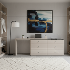 Modern Adjustable-Length E1 MDF Storage Cabinet With 6 Drawers - Minimalist Rectangular Makeup Vanity For Bedroom & Home Office Lumendat