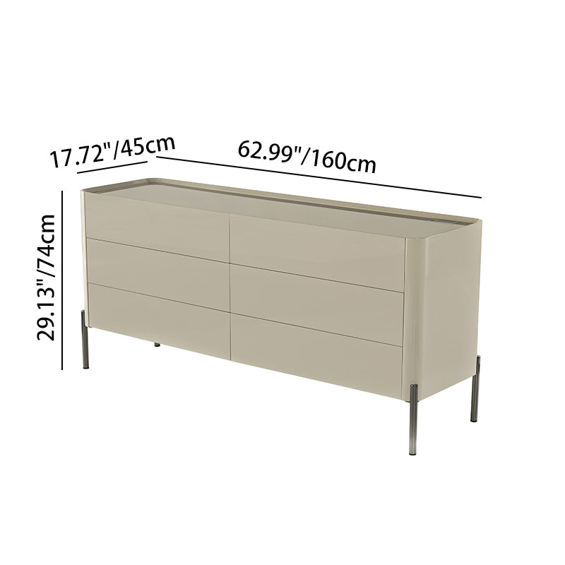 Modern Minimalist E1 MDF Storage Cabinet With Carbon Steel High Legs 5/6-Drawer For Bedroom & Living Room Organization Lumendat
