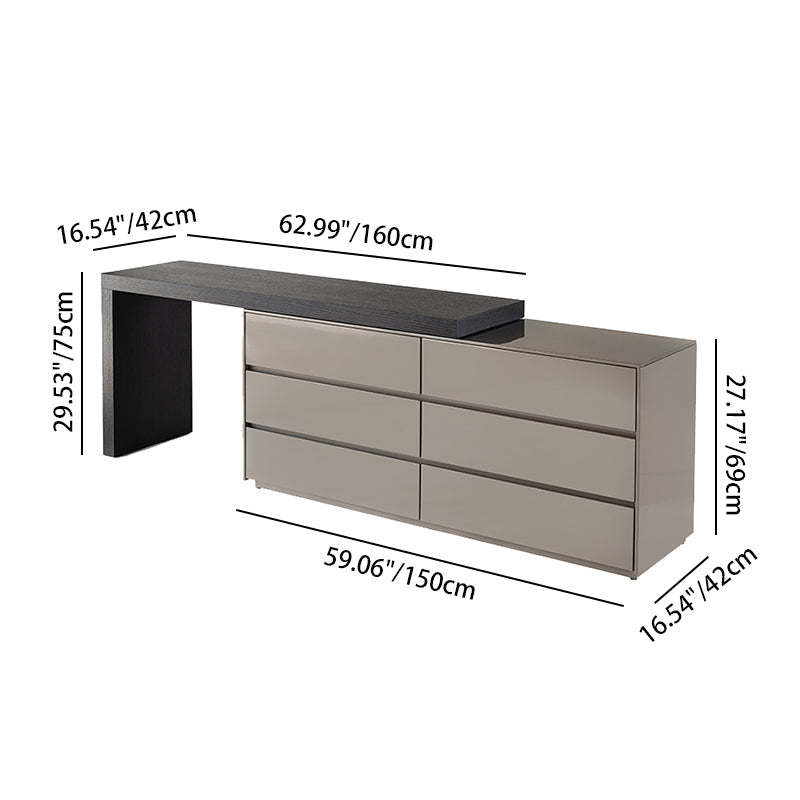 Modern Minimalist E1 MDF Makeup Vanity With 3/6-Drawer Storage Cabinet For Bedroom Lumendat