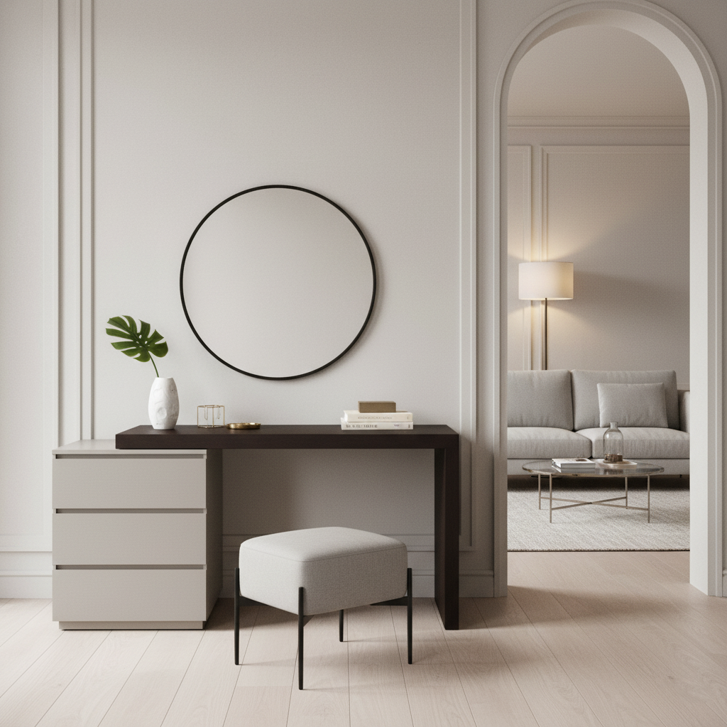 Modern Minimalist E1 MDF Makeup Vanity With 3/6-Drawer Storage Cabinet For Bedroom Lumendat