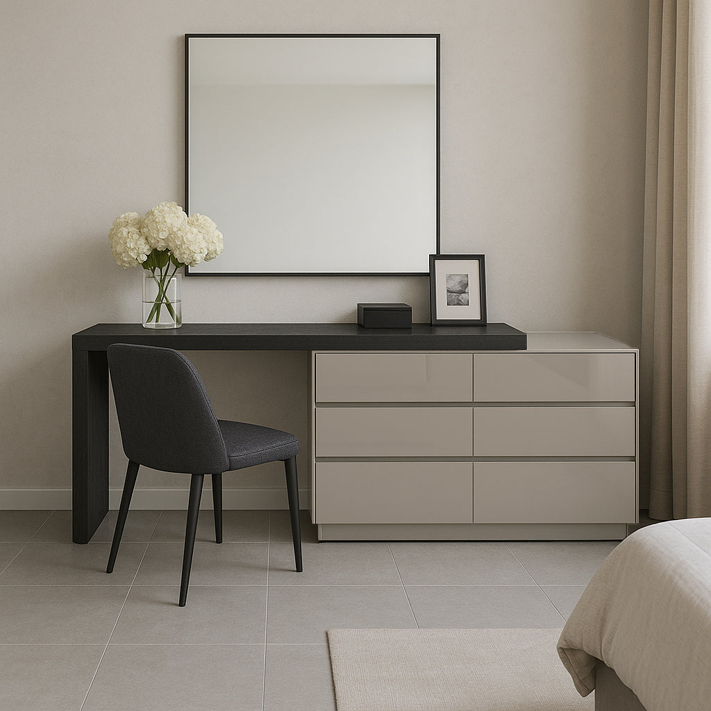 Modern Minimalist E1 MDF Makeup Vanity With 3/6-Drawer Storage Cabinet For Bedroom Lumendat