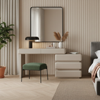Modern Minimalist Khaki Makeup Vanity With 5/8-Drawer Chest - Solid Wood Plywood Dresser & Makeup Desk For Bedroom Lumendat