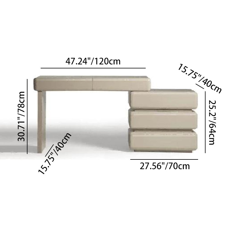 Modern Minimalist Khaki Makeup Vanity With 5/8-Drawer Chest - Solid Wood Plywood Dresser & Makeup Desk For Bedroom Lumendat
