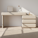 Modern Minimalist Khaki Makeup Vanity With 5/8-Drawer Chest - Solid Wood Plywood Dresser & Makeup Desk For Bedroom Lumendat