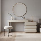 Modern Minimalist Khaki Makeup Vanity With 5/8-Drawer Chest - Solid Wood Plywood Dresser & Makeup Desk For Bedroom Lumendat