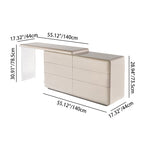 Modern Minimalist Khaki Makeup Vanity With Acrylic Legs & 6-Drawer Storage Cabinet - E1 MDF Makeup Desk For Bedroom Lumendat