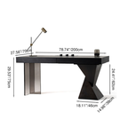 Modern Minimalist Oak & Acrylic Rectangular Desk With Wireless Charging And Outlet For Bedroom & Home Office Lumendat