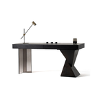Modern Minimalist Oak & Acrylic Rectangular Desk With Wireless Charging And Outlet For Bedroom & Home Office Lumendat