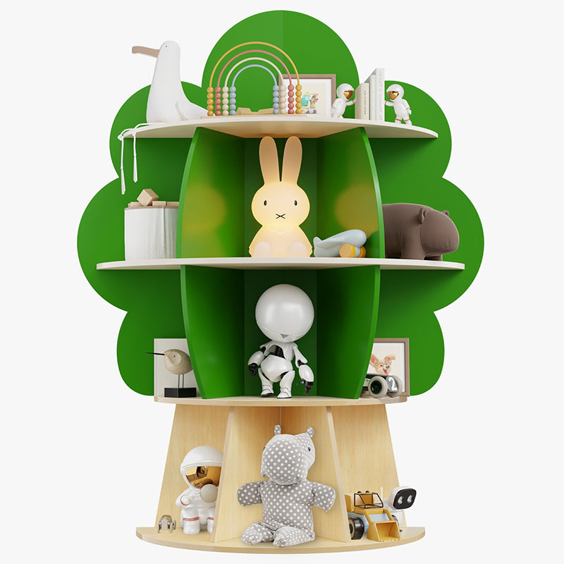 Lumendat Contemporary Creative Solid Wood Plywood Tree-Shaped Kids Storage Shelf 4-Tier 10-Cubby For Bedroom & Living Room Lumendat