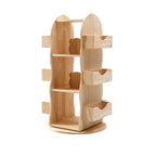 Lumendat Modern Minimalist Solid Wood Rounded Corner Kids Swivel Bookshelf With 4-Tier For Home Office And Living Room Lumendat