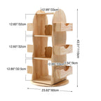 Lumendat Modern Minimalist Solid Wood Rounded Corner Kids Swivel Bookshelf With 4-Tier For Home Office And Living Room Lumendat