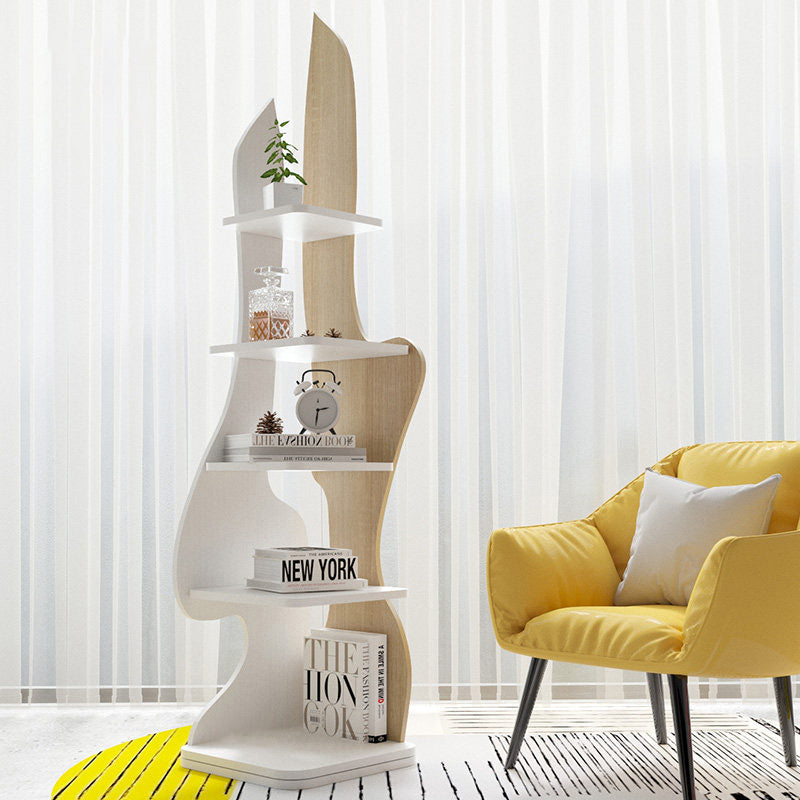 Modern Minimalist Particle Board Corner Display Rack With 5-Tier Storage For Living Room And Home Offices DFM-F