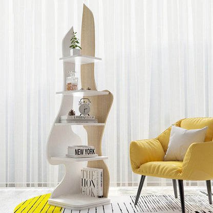 Modern Minimalist Particle Board Corner Display Rack With 5-Tier Storage For Living Room And Home Offices