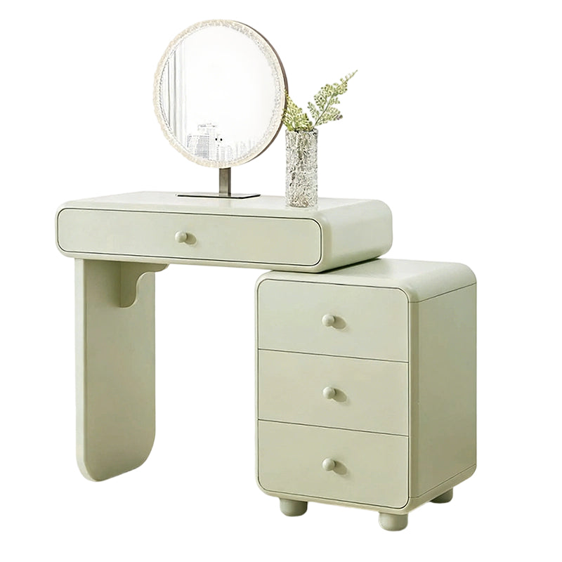 Cream Style Vanity Desk With Expandable Drawer Cabinet - Modern Minimalist MDF Particle Board Bedroom Makeup Vanity With 4 Drawers Lumendat