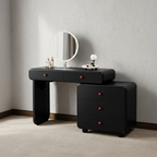 Modern Minimalist Vanity Desk With Expandable Drawer Cabinet - MDF & Solid Particle Board Makeup Vanity With 5 Drawer For Bedroom Lumendat