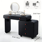 Modern Minimalist Vanity Desk With Expandable Drawer Cabinet - MDF & Solid Particle Board Makeup Vanity With 5 Drawer For Bedroom Lumendat
