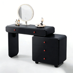 Modern Minimalist Vanity Desk With Expandable Drawer Cabinet - MDF & Solid Particle Board Makeup Vanity With 5 Drawer For Bedroom Lumendat